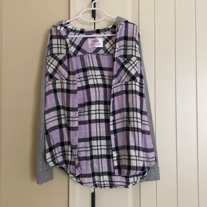 Justice girls plaid button down shirt, size 10.